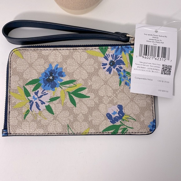 REDUCED Kate Spade Small Wristlet-Lucy Spade Flower Festival L-Zip NWT - Picture 2 of 3
